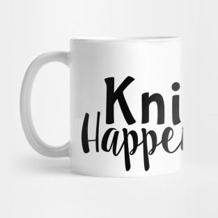 Knit Happens Black Mug